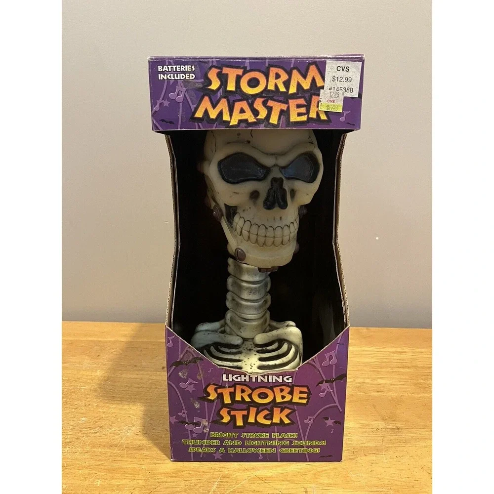 Vtg‎ Play Motion Halloween Storm Master Lightning Strobe Stick Skeleton Tested